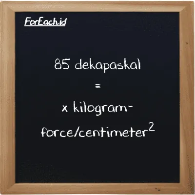 Contoh konversi dekapaskal ke kilogram-force/centimeter<sup>2</sup> (daPa ke kgf/cm<sup>2</sup>)